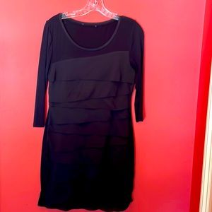Black cotton/chiffon, 3/4 sleeve dress by White House Black Market size 2.